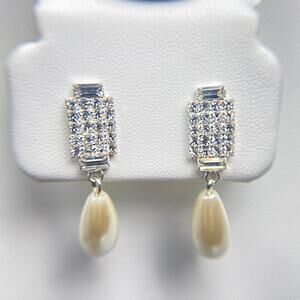 Charleston Crystal & Faux Pearl Teardrop Bridal Earrings